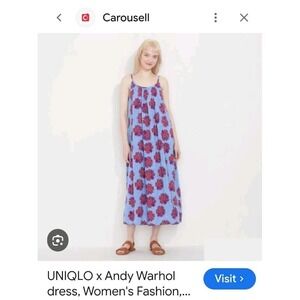 Uniglo & Andy Warhol Midi Floral Dress Cottage Core Artsy M